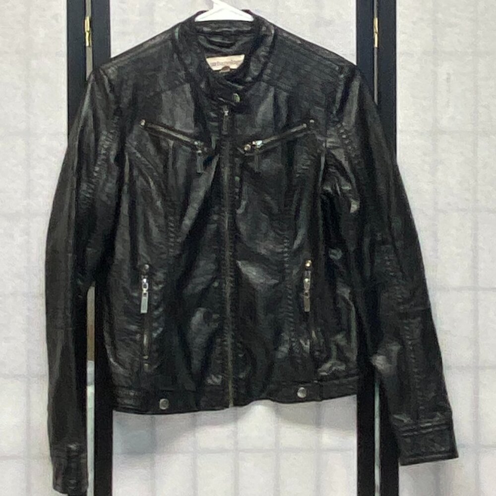 Vintage Urbanology Moto Faux Leather Jacket M Zip Long Sleeve Biker Chic Edgy